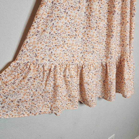 La La Land Creative Floral Midi Maxi Skirt Beige Golden Brown purple Floral XS/S - Picture 12 of 12